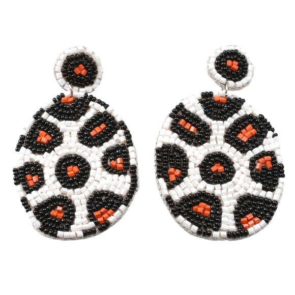 Boutique Jewelry - Leopard Seed Bead Earrings. Big & Bold. 3" x 2"